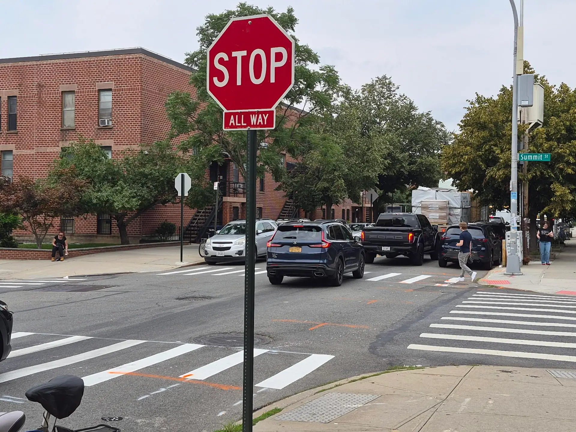 Stop sign at Summit and Columbia looking North